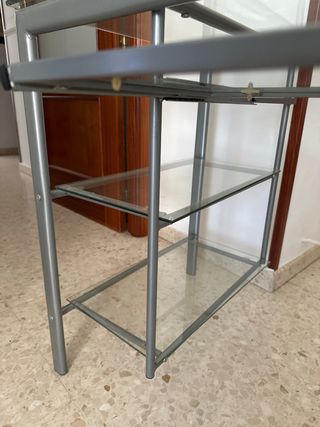 Mesa escritorio cristal y metal gris