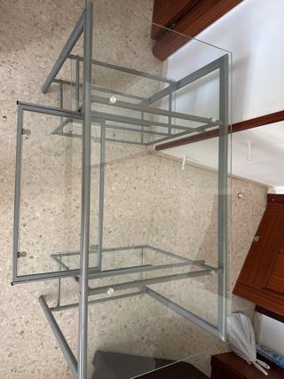 Mesa escritorio cristal y metal gris