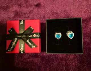 Pendientes Corazón Azul con Circonitas