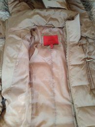 Plumífero Mango Talla L Beige con Cinturón