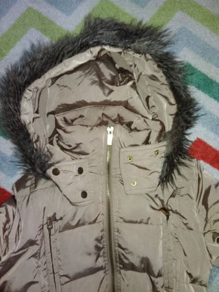 Plumífero Mango Talla L Beige con Cinturón