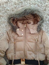 Plumífero Mango Talla L Beige con Cinturón