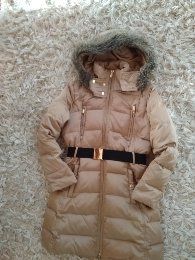 Plumífero Mango Talla L Beige con Cinturón