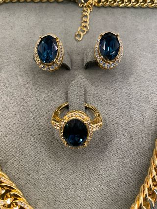 Conjunto Exquisite Joyería Azul y Dorada