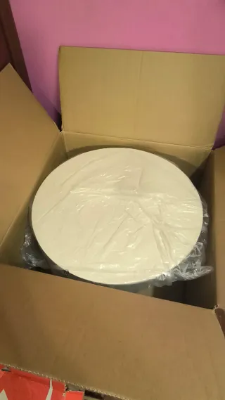 Mesa de diseñoLYDUM Ø60 fibrocemento gris/bei