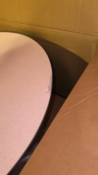 Mesa de diseñoLYDUM Ø60 fibrocemento gris/bei