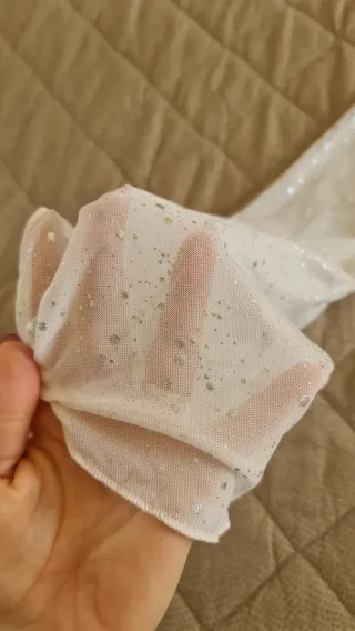 Body bianco maniche trasparenti glitter