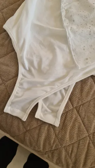 Body bianco maniche trasparenti glitter