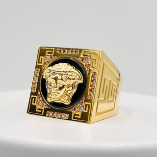 SELLO CUADRADO GRECA MEDUSA 18K