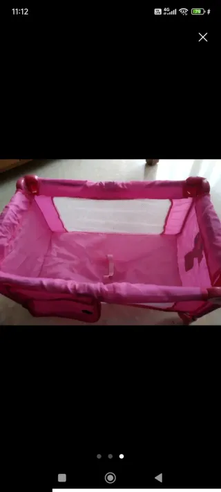 Cuna de viaje para muñecas rosa Jane