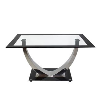 Mesa Comedor Negra Cristal Pata Cromada