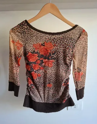 Maglia donna animalier marrone e rossa