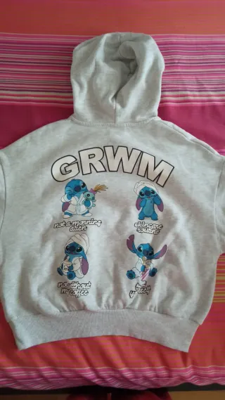 Sudadera niña Stitch Bershka gris