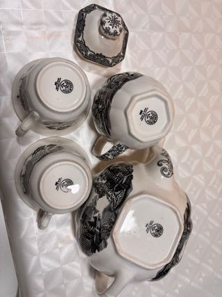 Juego tetera lechera 2 tazas porcelana LA CARTUJA