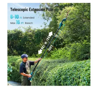 Cortasetos telescópico a batería