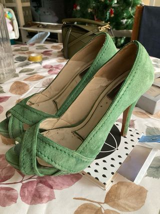 Zapatos Peep Toe Verdes T37