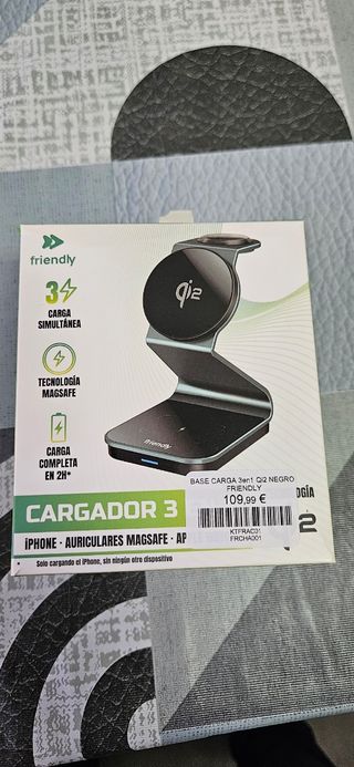 Base Carga 3 en 1 QI2 Negro Friendly