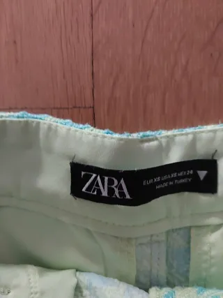 Shorts Zara Houndstooth Verde y Amarillo