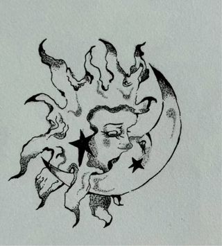Dibujo Sol y Luna con estrellas