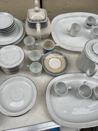 Vajilla Bidasoa Porcelana Vintage Azul/Blanco