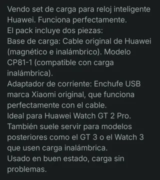 Cargador Huawei Watch GT 2 Pro + Enchufe