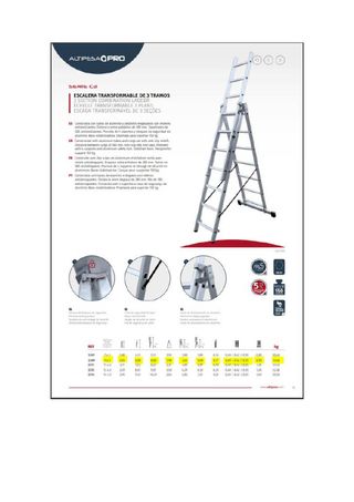 Escalera aluminio 3 tramos x 9 peldaños