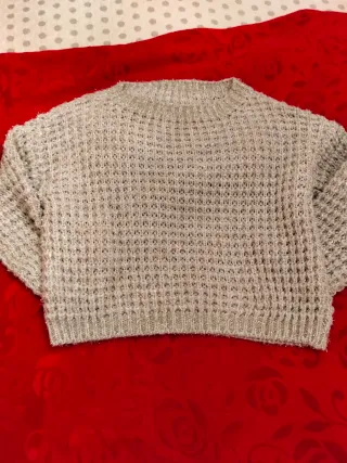 Pullover corto donna lurex argento