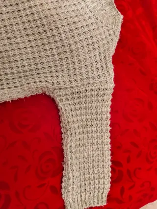 Pullover corto donna lurex argento