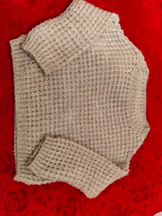 Pullover corto donna lurex argento