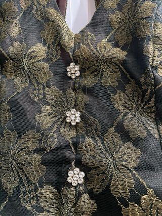 Vestido largo verde y dorado