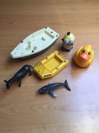 Lote Juguetes: Barco, Minion, Pato, Burro, Ballena