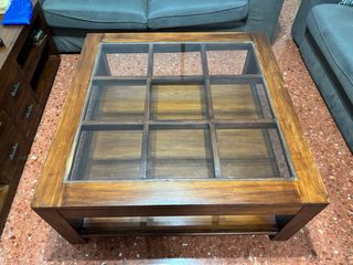 Mesa de centro Banak madera y cristal