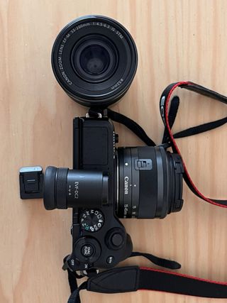 Cámara Canon EOS M6 Mark II + funda y 2 objetivos