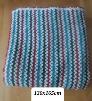 Manta lana y mohair tejida a mano 130x165cm