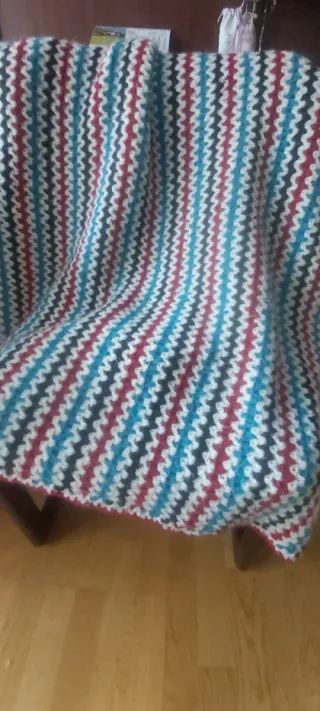 Manta lana y mohair tejida a mano 130x165cm