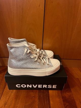 Zapatillas Converse Plata y Blancas Talla 39