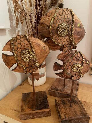 Decoración Peces Madera y Metal