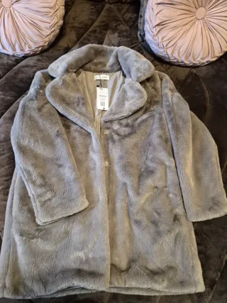 Abrigo pelo gris talla L