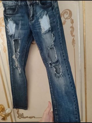 Jeans donna blu strappati tg 38