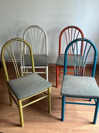 4 Sillas Vintage colores-Madera maciza
