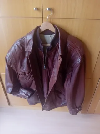 Cazadora Piel Vintage Talla 50 Marrón