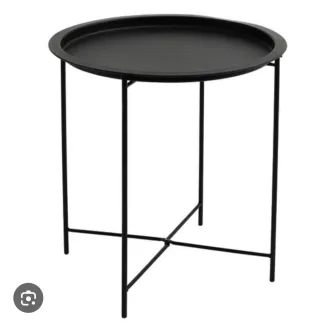 Mesa auxiliar redonda negra metal