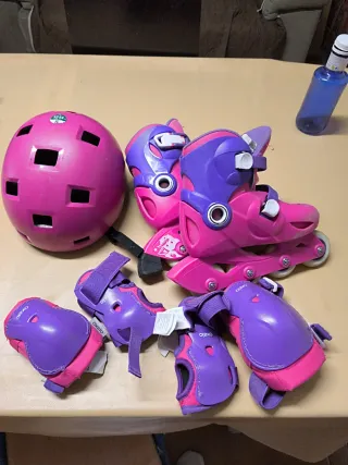 Patines en línea para niña rosas y morados