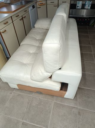 Sofá modular de 2 piezas en piel blanca