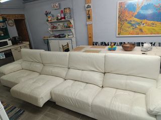 Sofá modular de 2 piezas en piel blanca