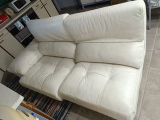 Sofá modular de 2 piezas en piel blanca