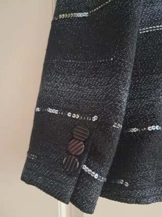 Chaqueta blazer mujer con brillo plateado