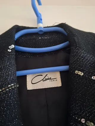 Chaqueta blazer mujer con brillo plateado