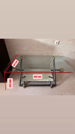 Mesa centro cristal abatible dorada