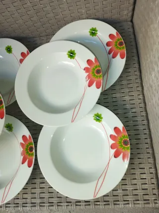 6 piatti fondi porcellana 22 cm decorati